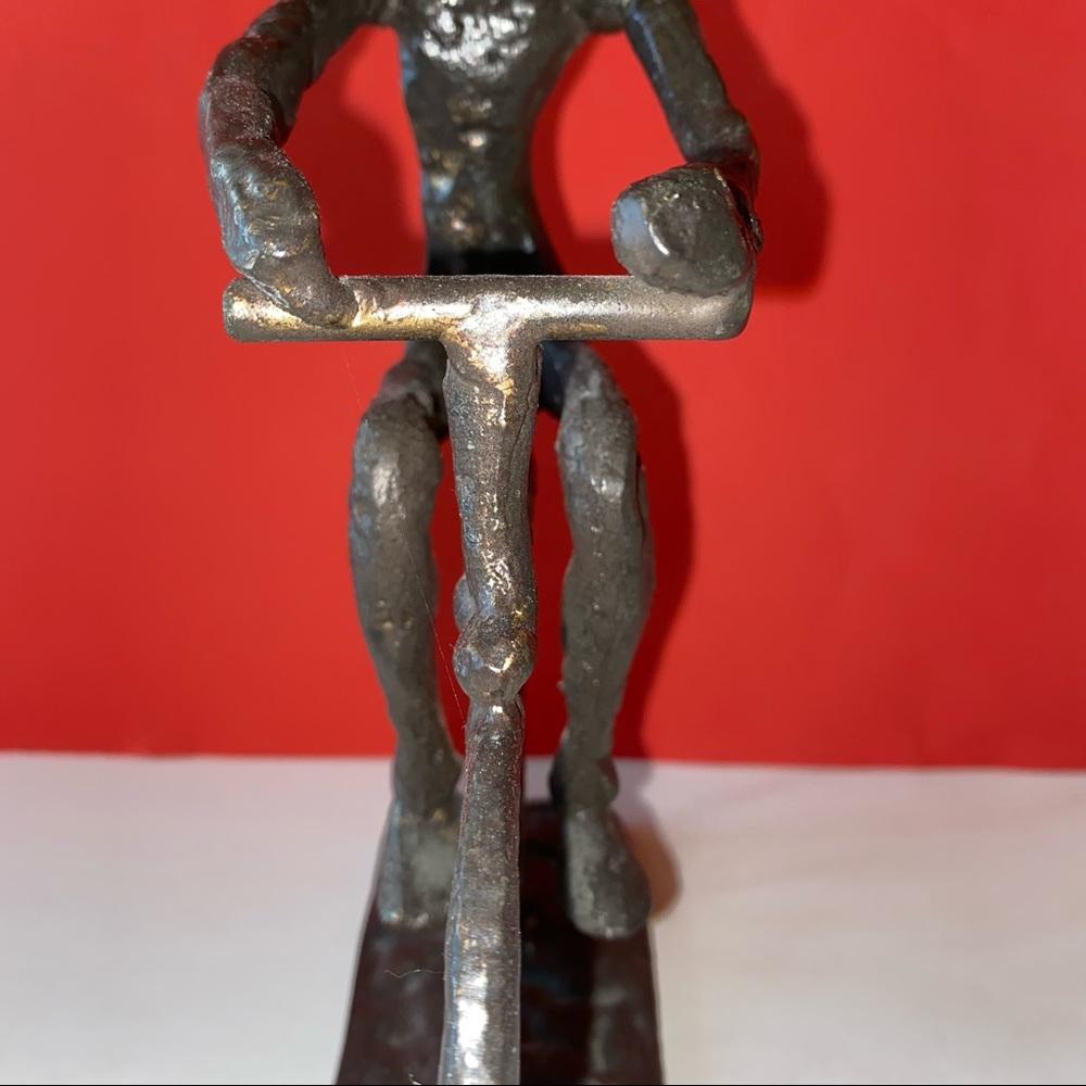 Bicyclist Sculpture Desk Art Heavy metal bicycle Velo rider enthusiast - Picture 6 of 7
